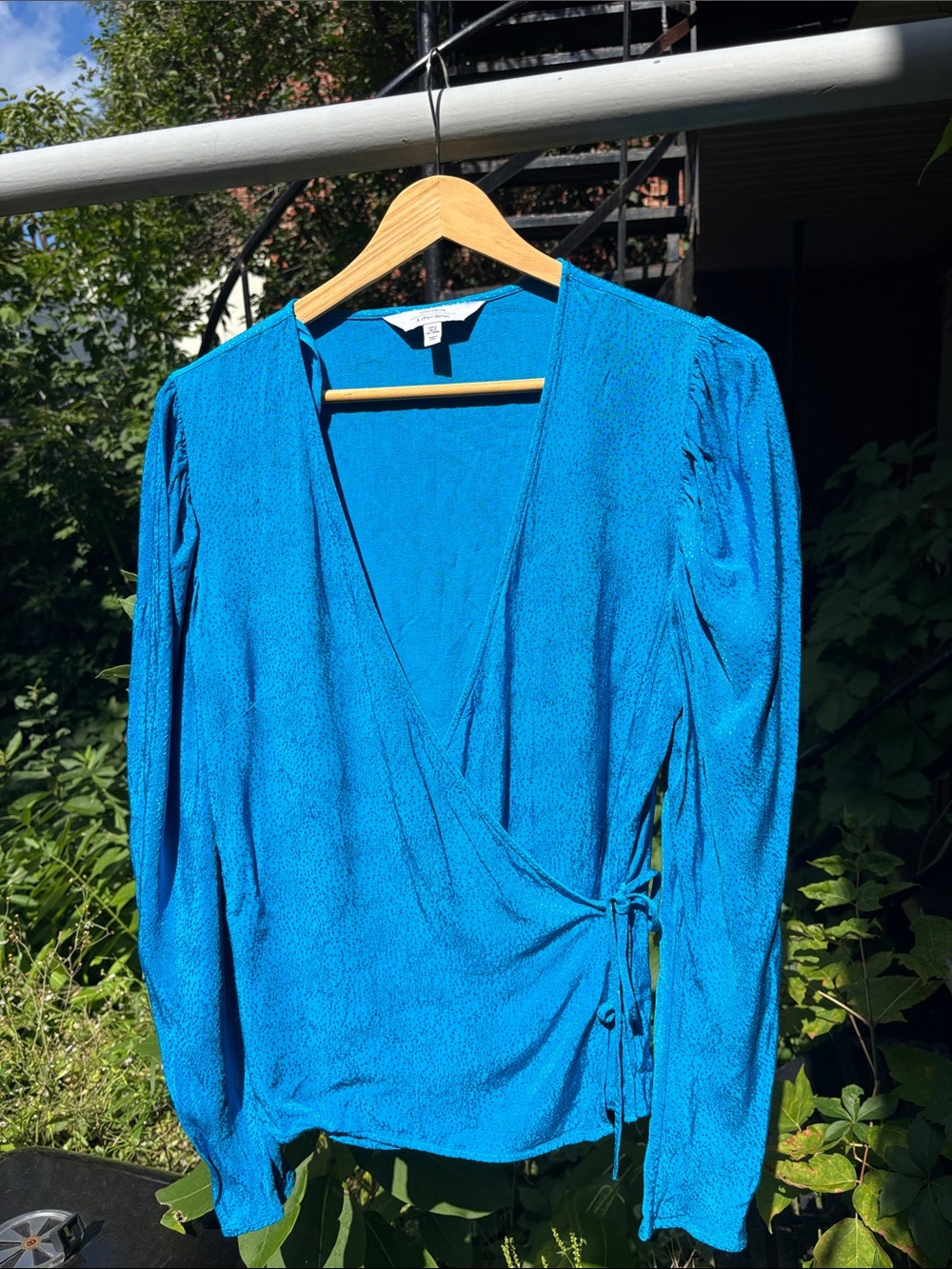 & Other Stories Bright Teal Wrap Blouse
